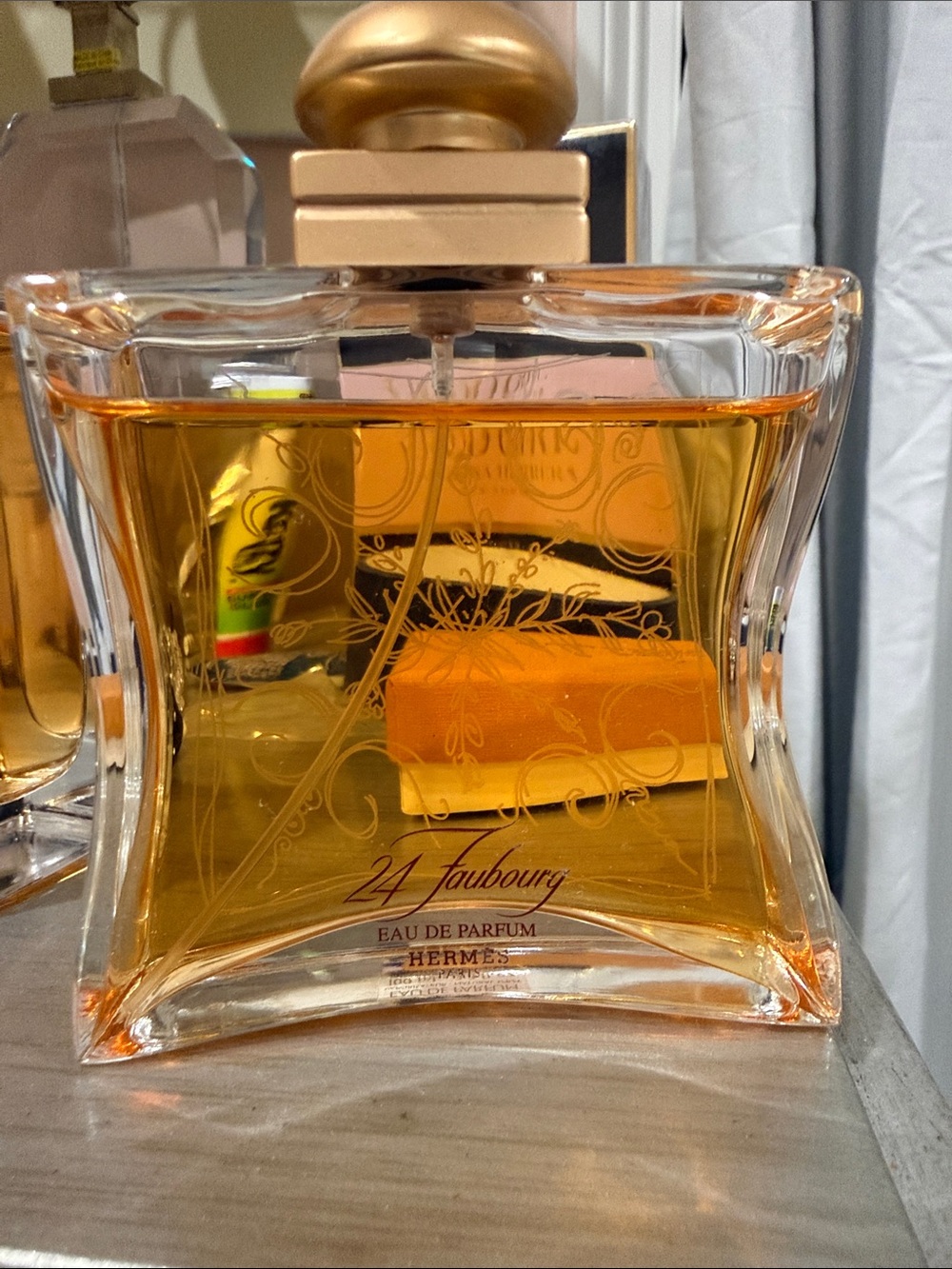 24 Faubourg Gold Glass Perfume Bottle Décor